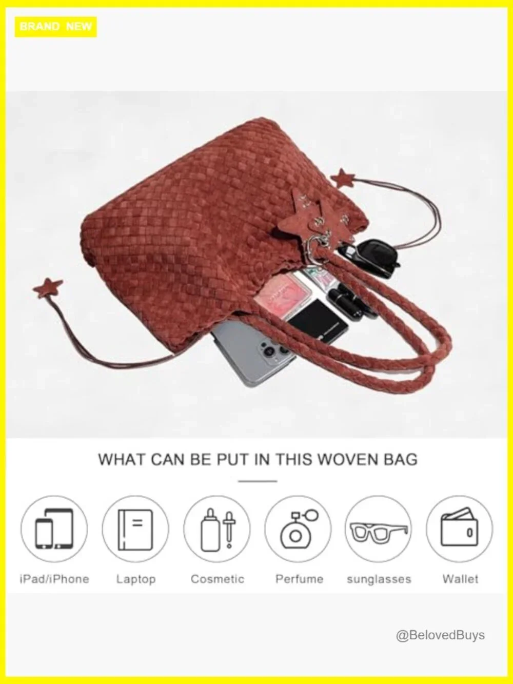 Woven Hobo Bag Large Capacity Faux Leather Shoulder Tote for Women Travel Work